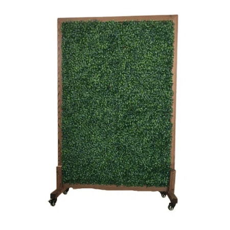 Ejoy 39'' x 51'' Mobile Privacy Garden Fence Divider with Artificial Grass on Both Sides and Wood Stand MobileHedgeDivider_39x51